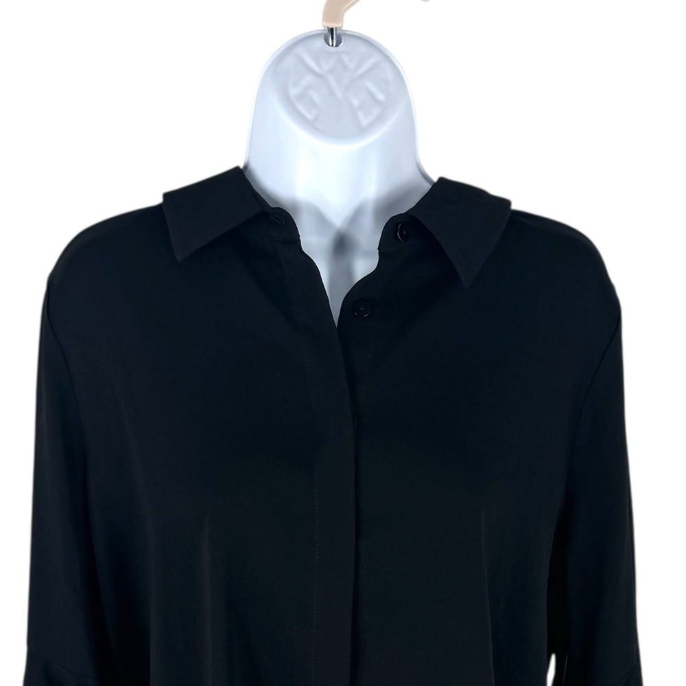 Tuckernuck NEW Black Norah Bell Sleeve Collared Button Down Blouse Top Size L - Picture 5 of 9